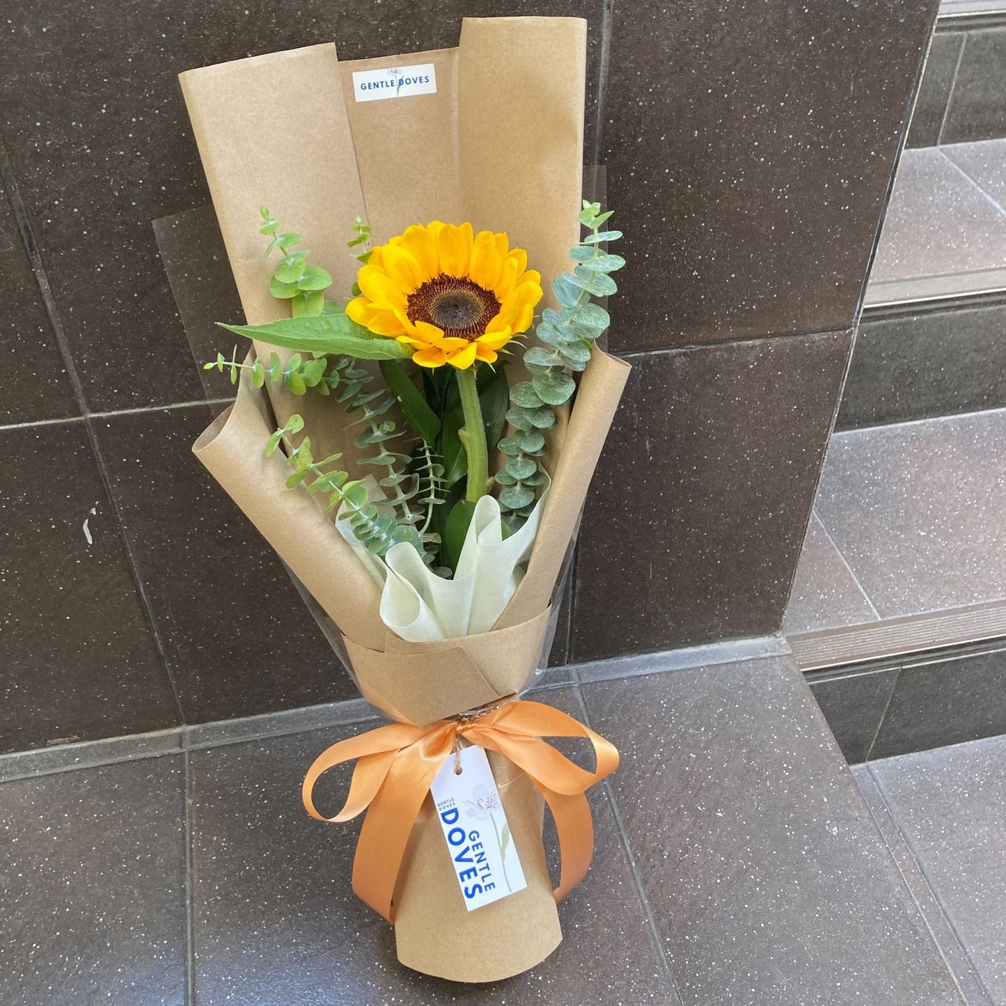 Single Sunflower in Kraft Paper Bouquet