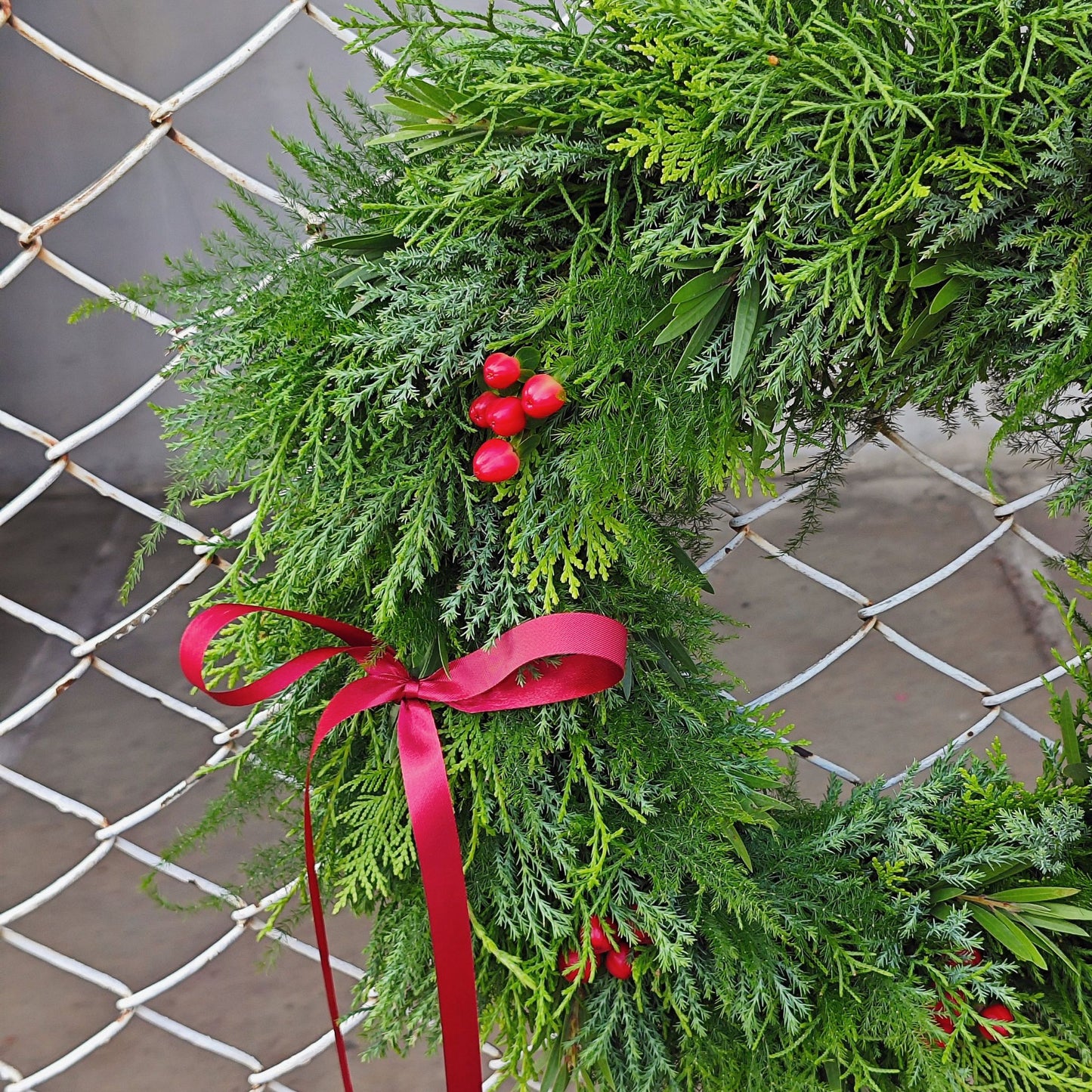 Assorted Green Pines and Red Berries Christmas Wreath