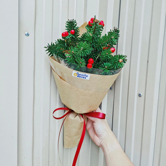 Fresier Firs and Red Berries Small Bouquet