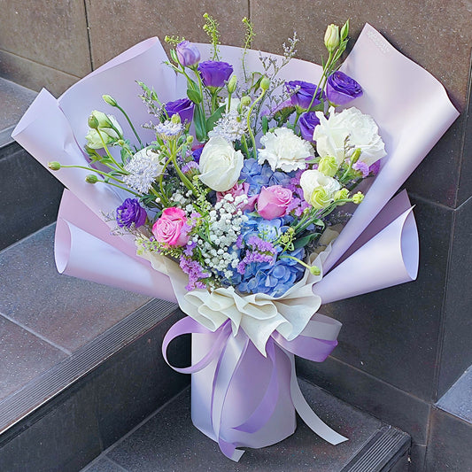 Assorted Vivid Purple Flowers Large Bouquet