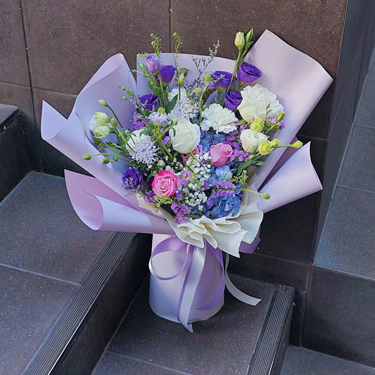 Assorted Vivid Purple Flowers Large Bouquet