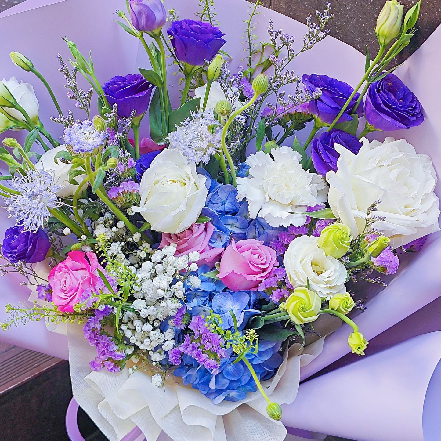Assorted Vivid Purple Flowers Large Bouquet