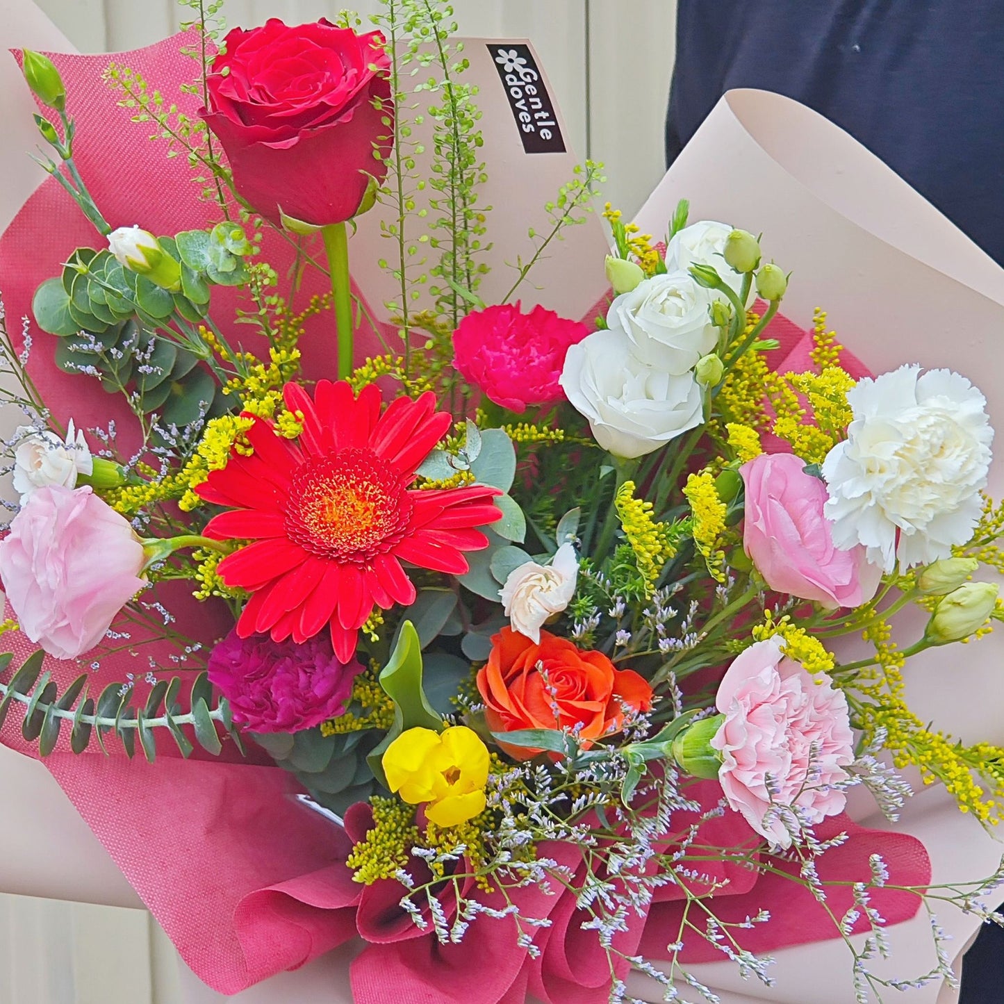 Assorted Vivid Colors Flowers and Foliage Large Bouquet