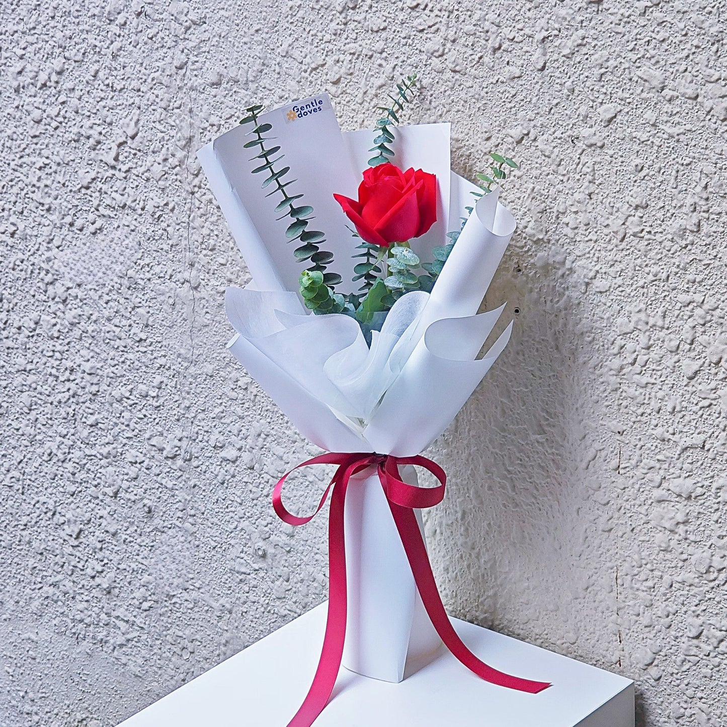 Red Rose with Eucayptus Bouquet