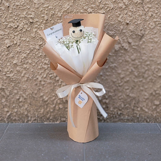 Graduated Smiley Face with Gypsophila in Kraft Paper Bouquet