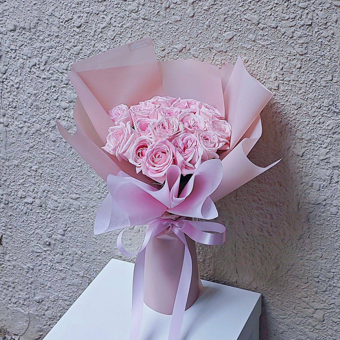 Fifteen Soft Pink English Roses Bouquet
