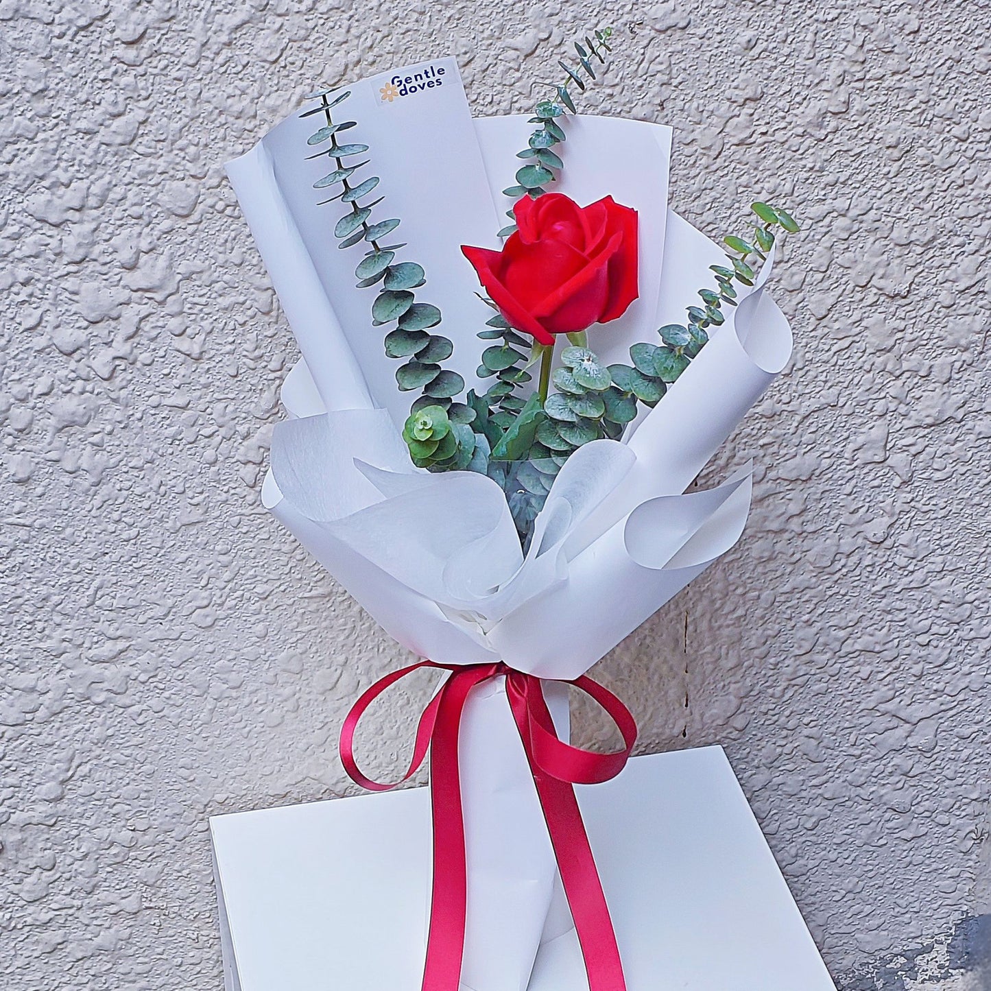 Red Rose with Eucayptus Bouquet
