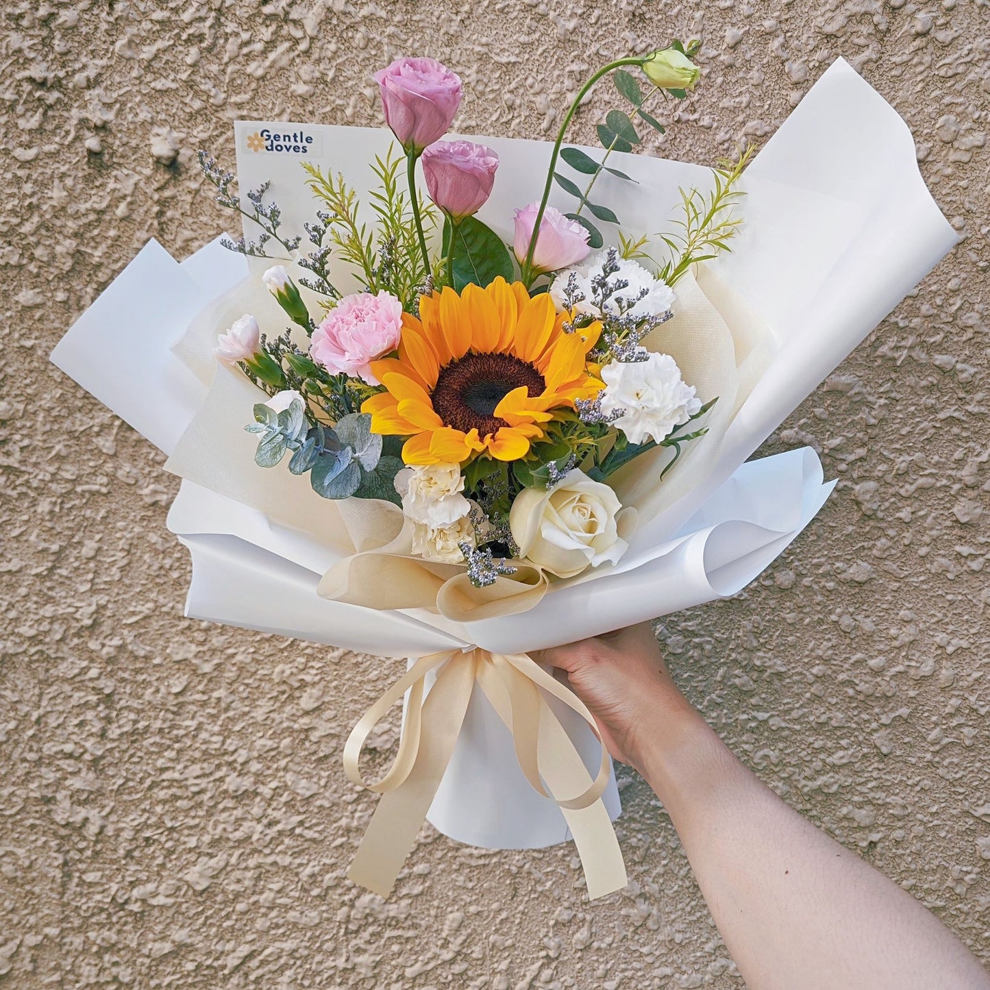 Sunflower with Assorted White and Pink Flowers Bouquet
