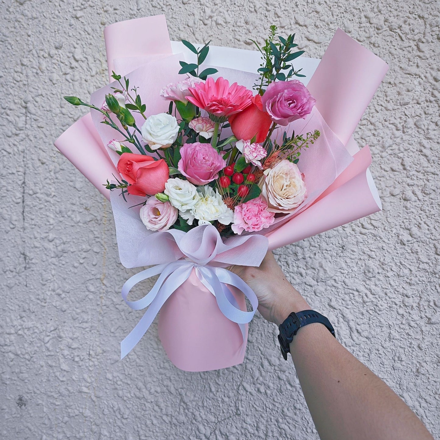 Assorted Vivid Pink Flowers Bouquet