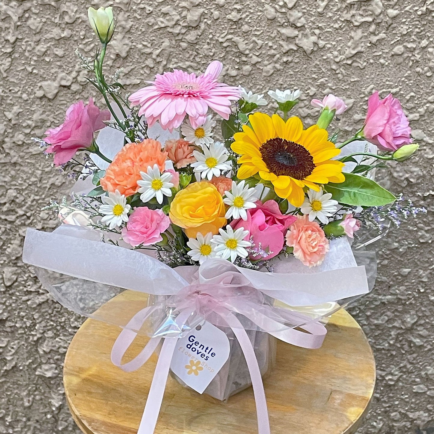 Assorted Pink, Orange and Yellow Flowers Small Vase Arrangement