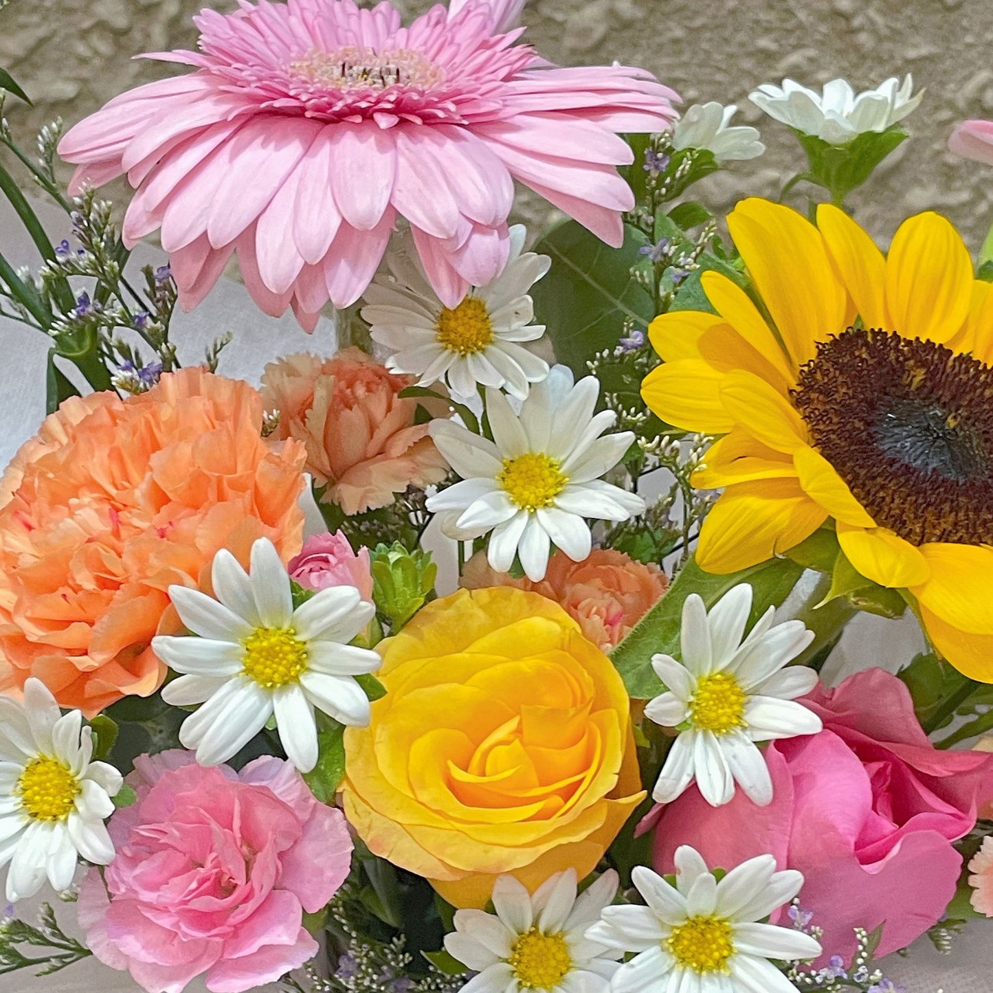 Assorted Pink, Orange and Yellow Flowers Small Vase Arrangement