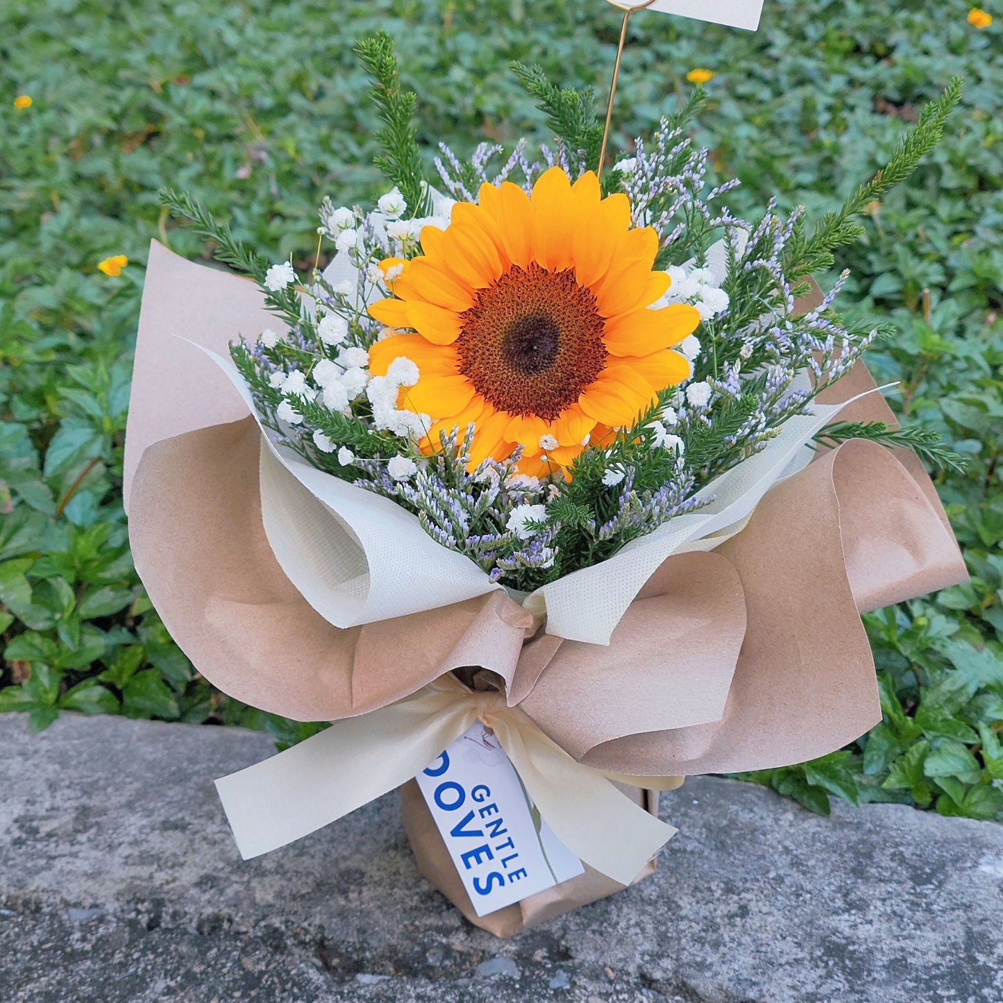 Sunflower with Filler Flowers in Small Vase Arrangement