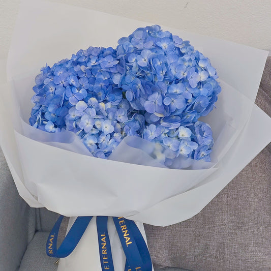ช่อดอกไฮเดรนเยีย สีฟ้า ห่อมินิมอล