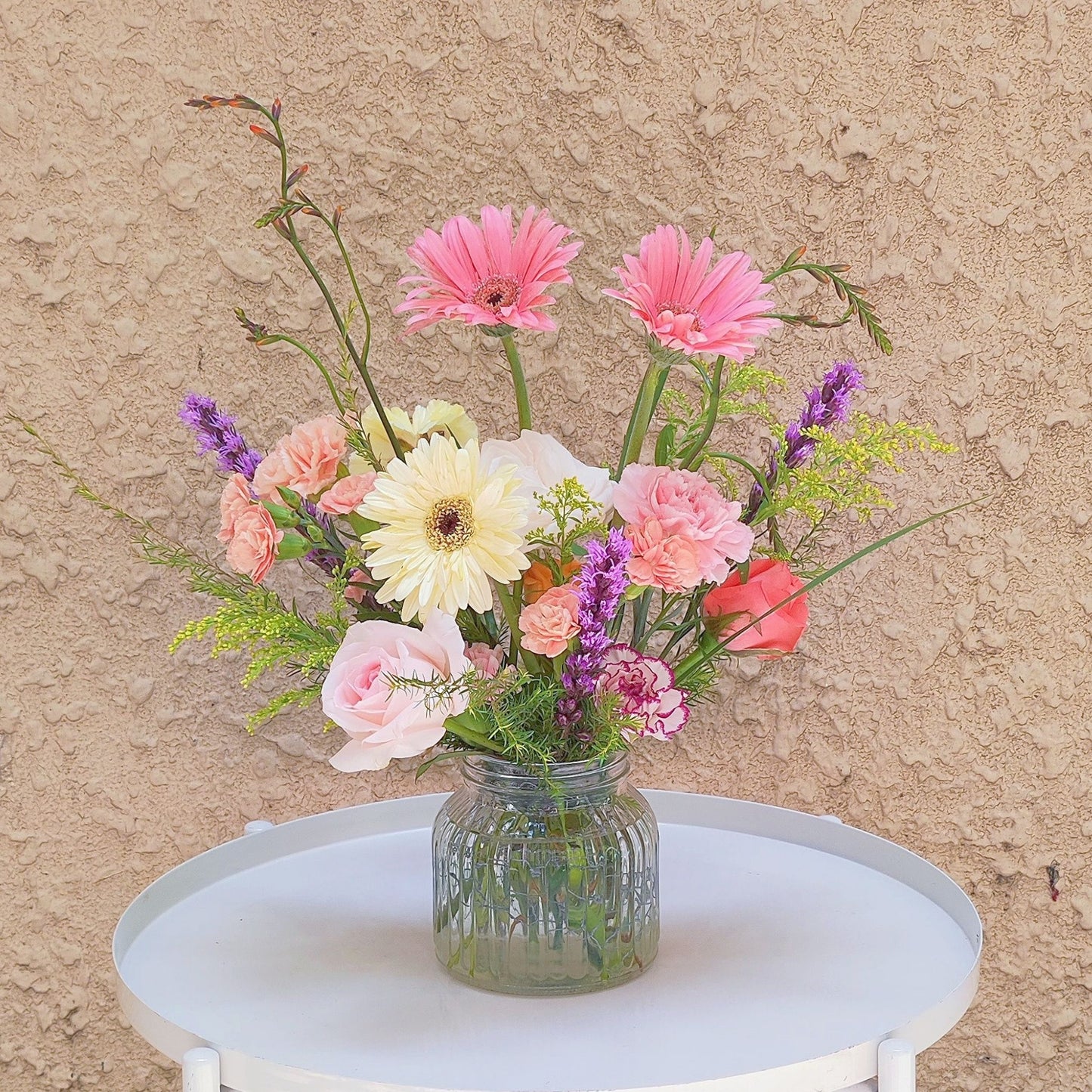 Assorted Natural Style Flowers in Small Vase Arrangement