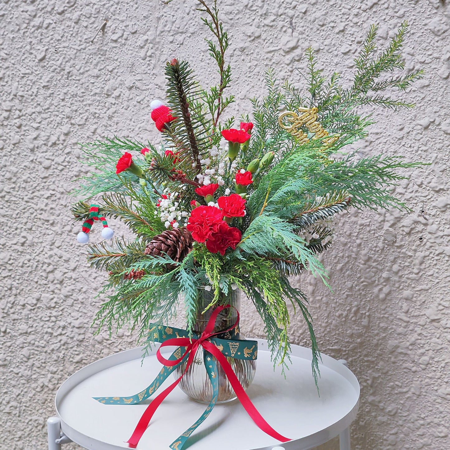Assorted Christmas Pines in Large Vase Arrangement