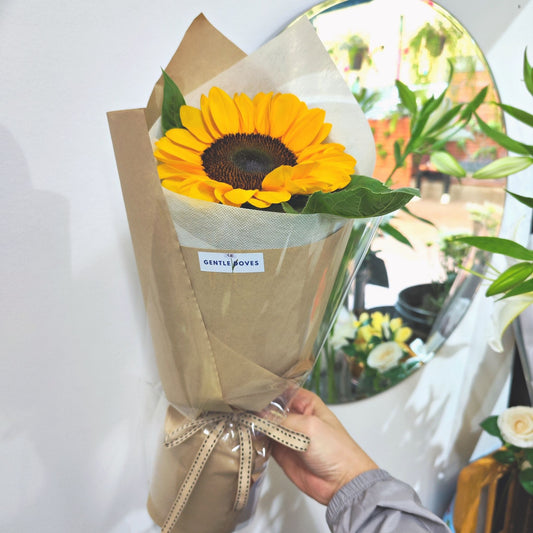 Single Sunflower Wrap in Craft Paper Classic Style Bouquet