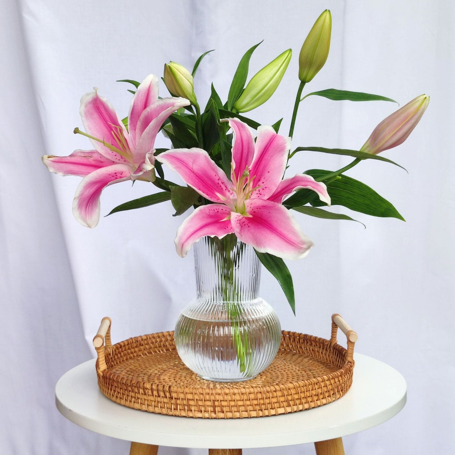 Solely Pink Lilies in Large Vase Arrangement