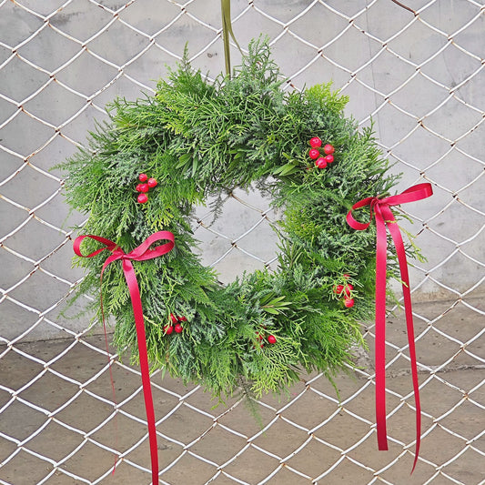 Assorted Green Pines and Red Berries Christmas Wreath