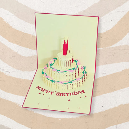 การ์ดวันเกิด เค้กกระดาษ 3 มิติ