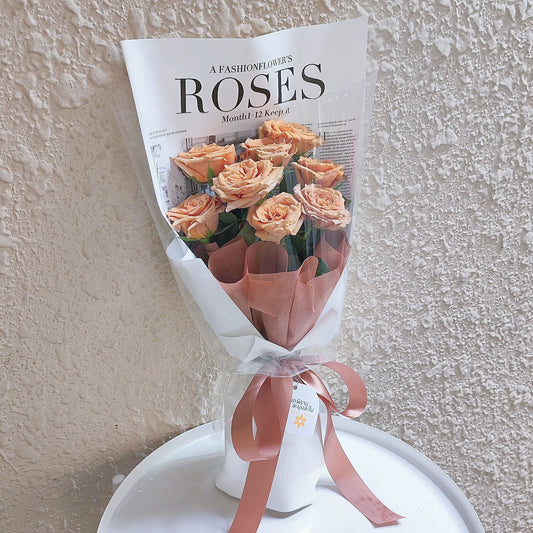 Eight Brown Roses Bouquet