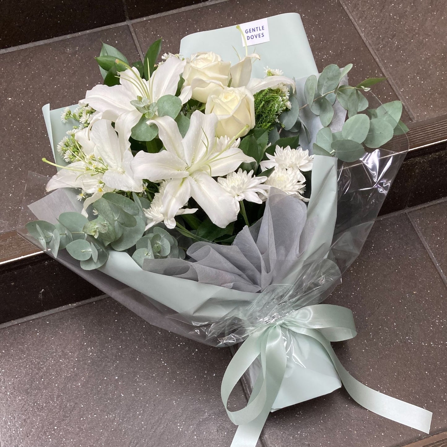 Blooming Lilies and White Roses Bouquet