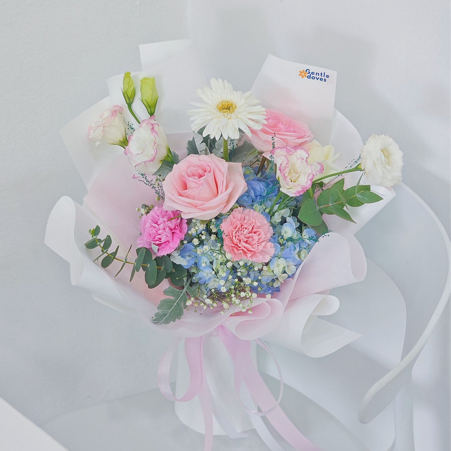 Assorted Blue, White and Pink Flowers Small Bouquet