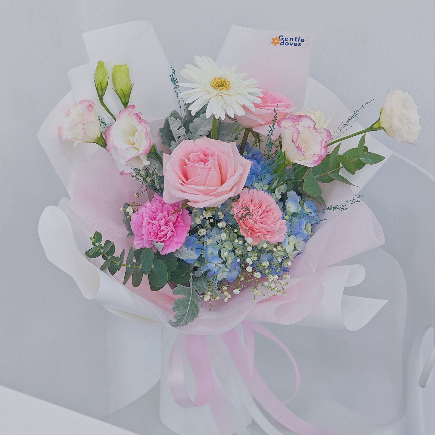 Assorted Blue, White and Pink Flowers Small Bouquet