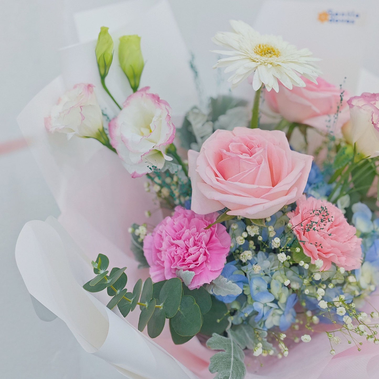 Assorted Blue, White and Pink Flowers Small Bouquet
