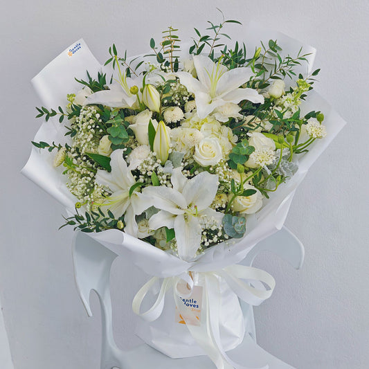 Assorted White Flowers with White Lilies Extra Large Bouquet