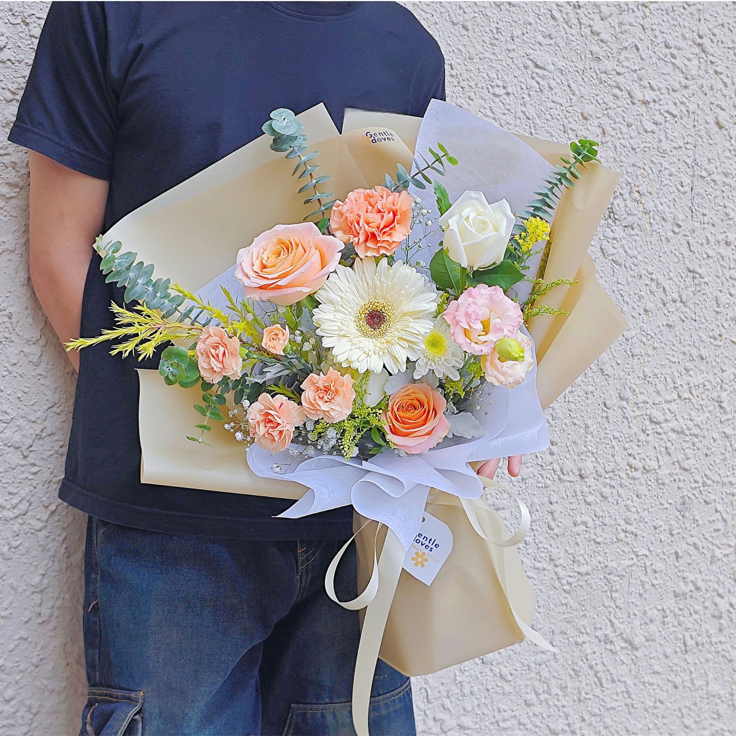 Assorted Orange and White Flowers Medium Size Bouquet