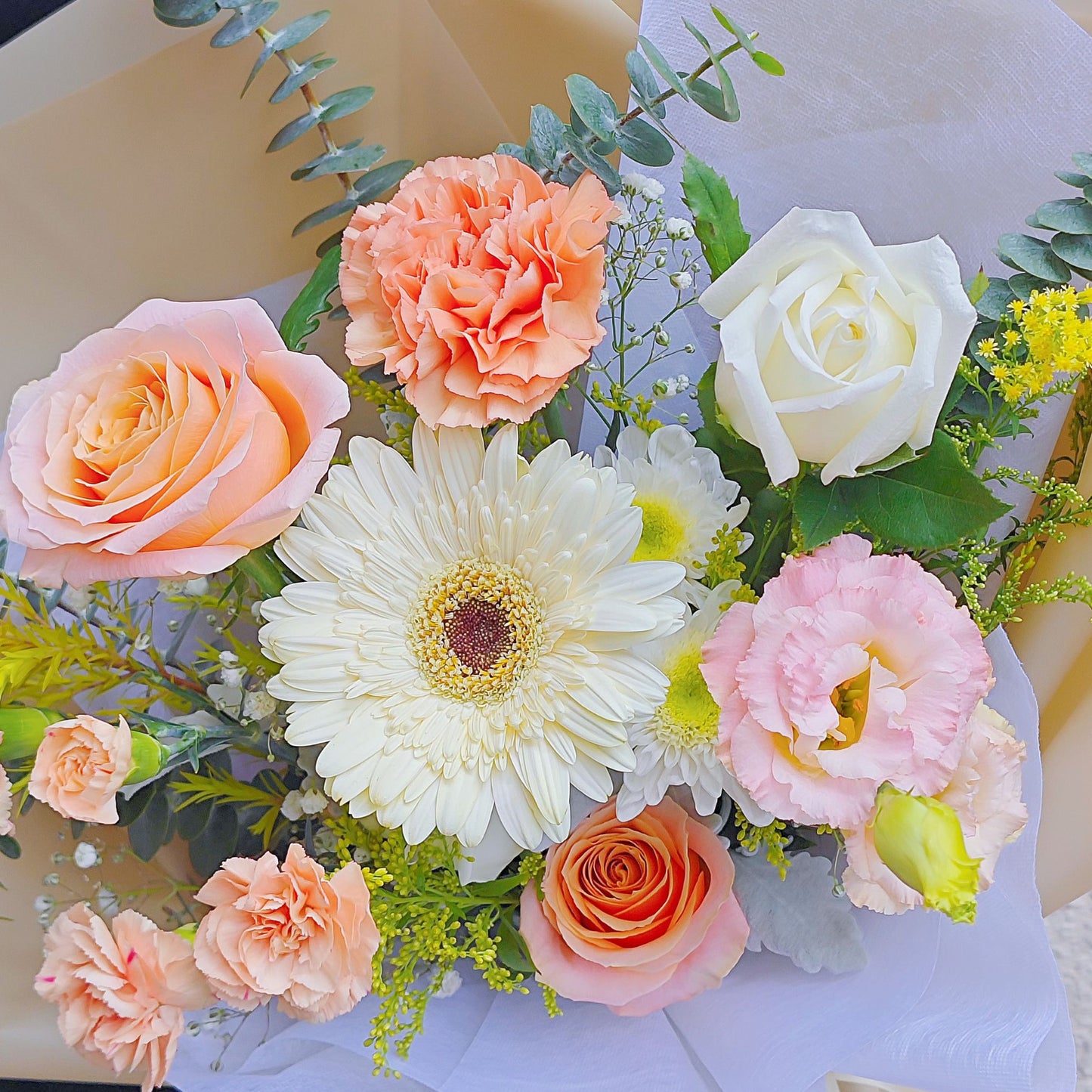 Assorted Orange and White Flowers Medium Size Bouquet