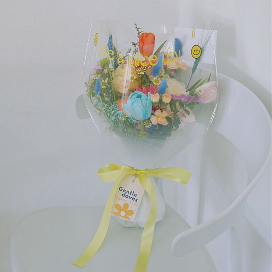 Assorted Colorful Flowers with Three Tulips 'Have a nice day' Bouquet