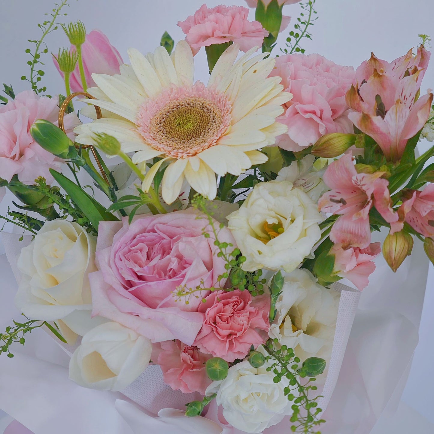 Assorted White and Pink Flowers in Medium Vase Arrangement