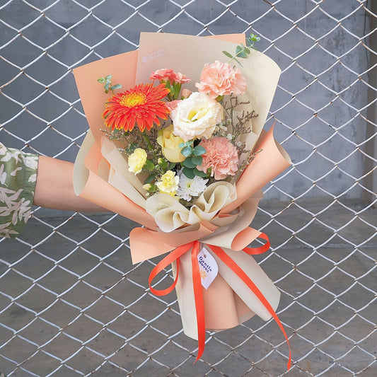 Assorted Orange & Yellow Flowers Korean Small Bouquet