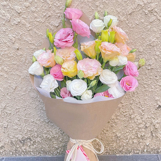 Assorted Color Lisianthus in Craft Paper L Size Bouquet