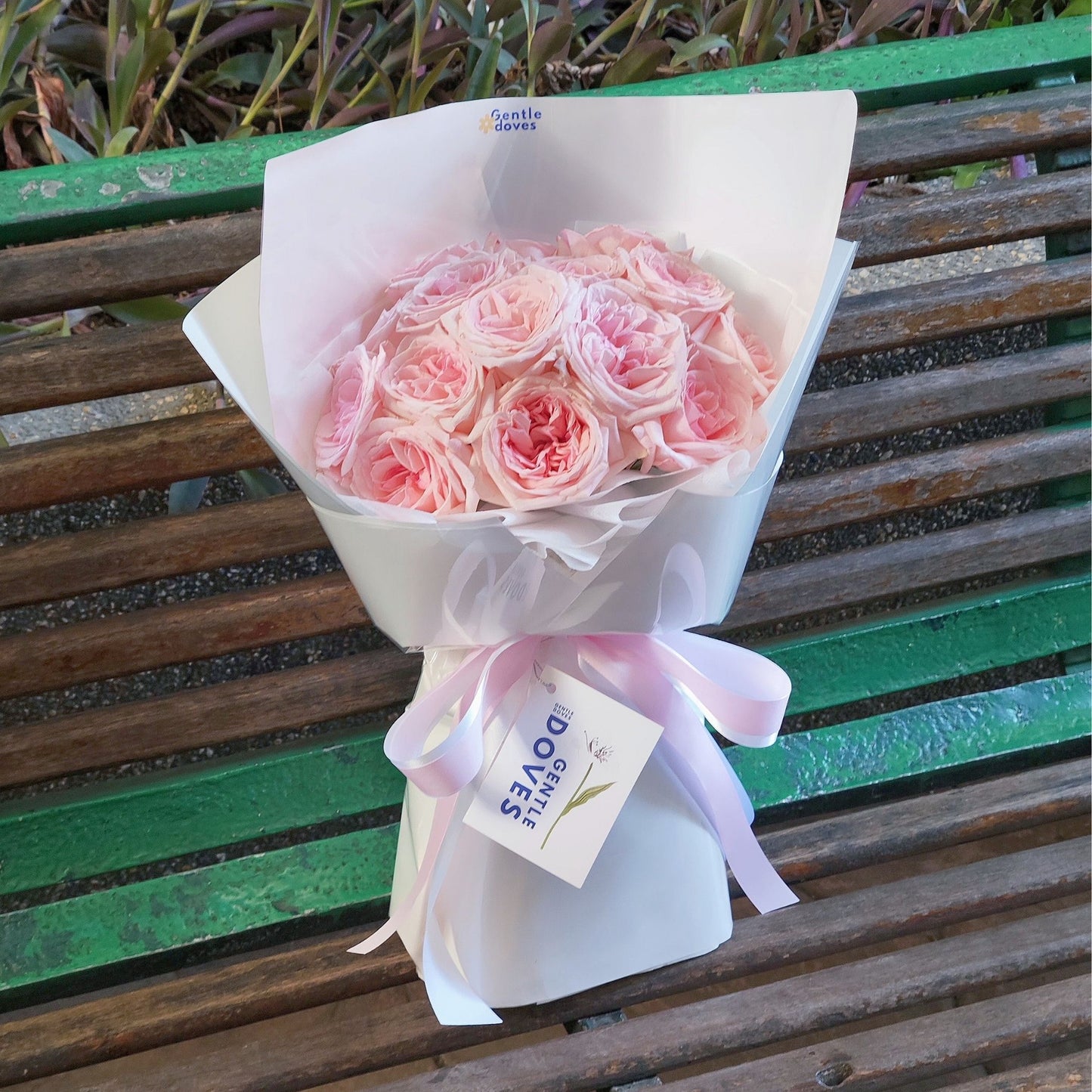 Fifteen Soft Pink English Roses Bouquet