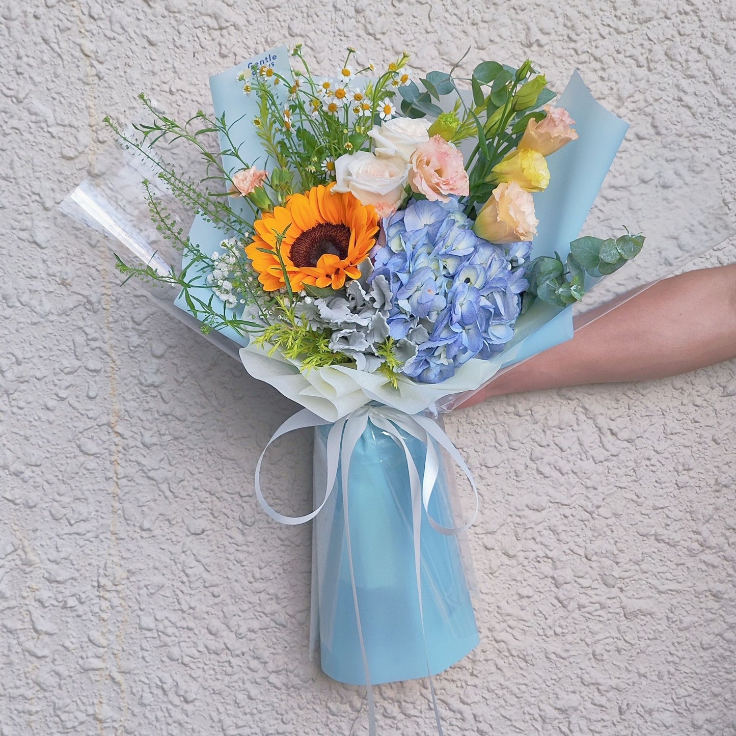 Sunflower with Assorted Pastel Color Flowers Bouquet