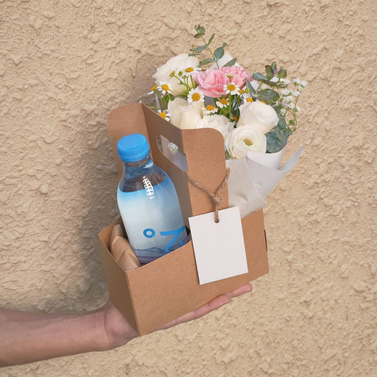 Flowers & Cookie & Drink Gift Set