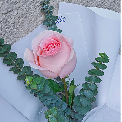 Soft Pink Rose with Eucalyptus Bouquet
