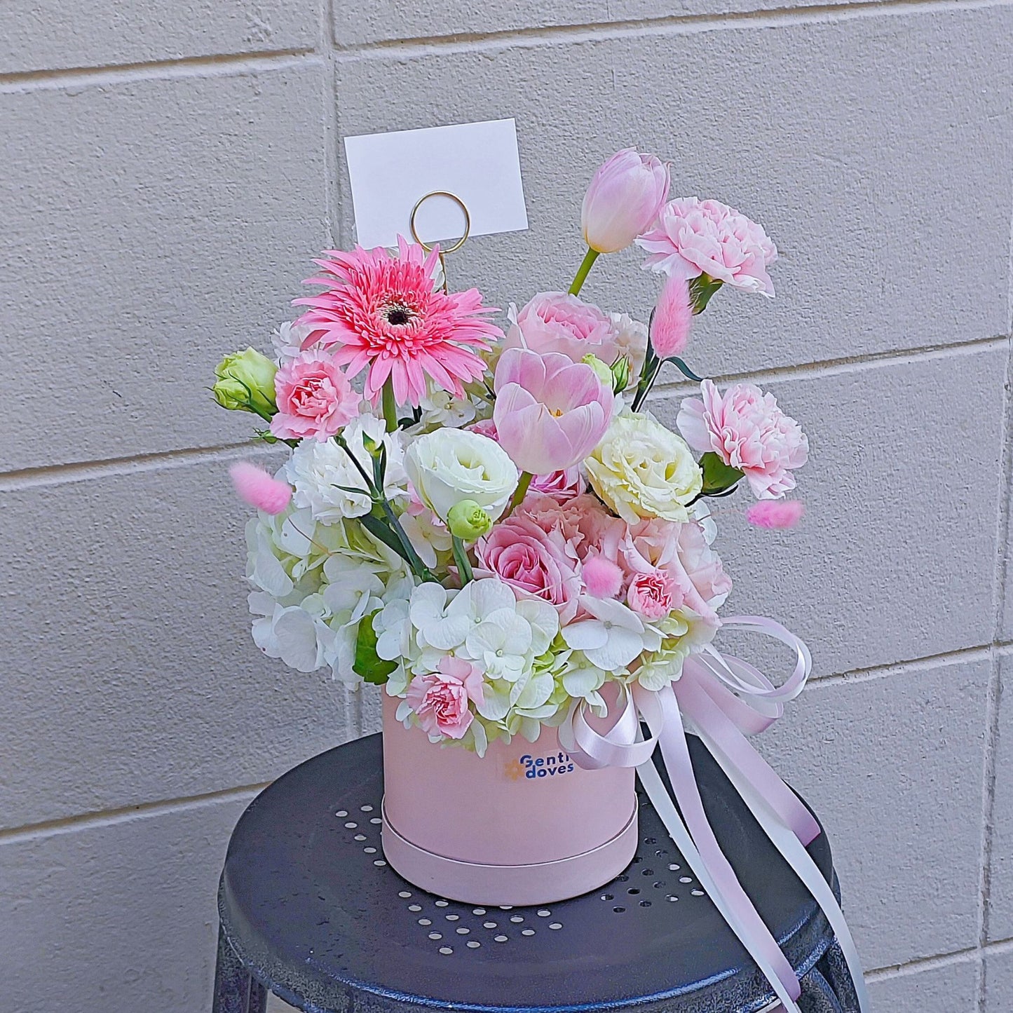 Assorted Pink and White Flowers in Small Box Arrangement