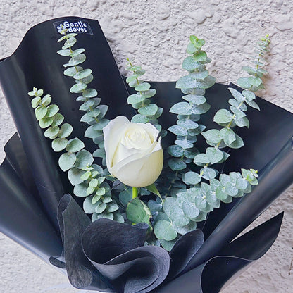 White Rose with Eucalyptus Bouquet