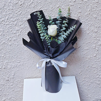 White Rose with Eucalyptus Bouquet