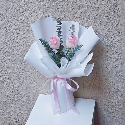 Soft Pink Rose with Eucalyptus Bouquet