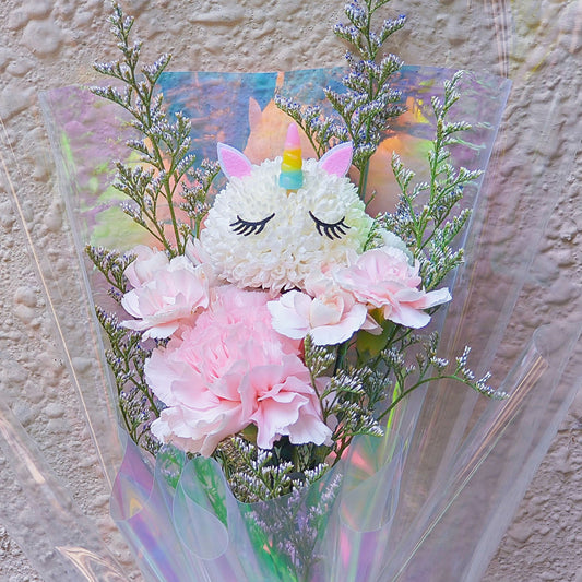 Sleeping Unicorn Flower with Pink Flowers Minimal Bouquet
