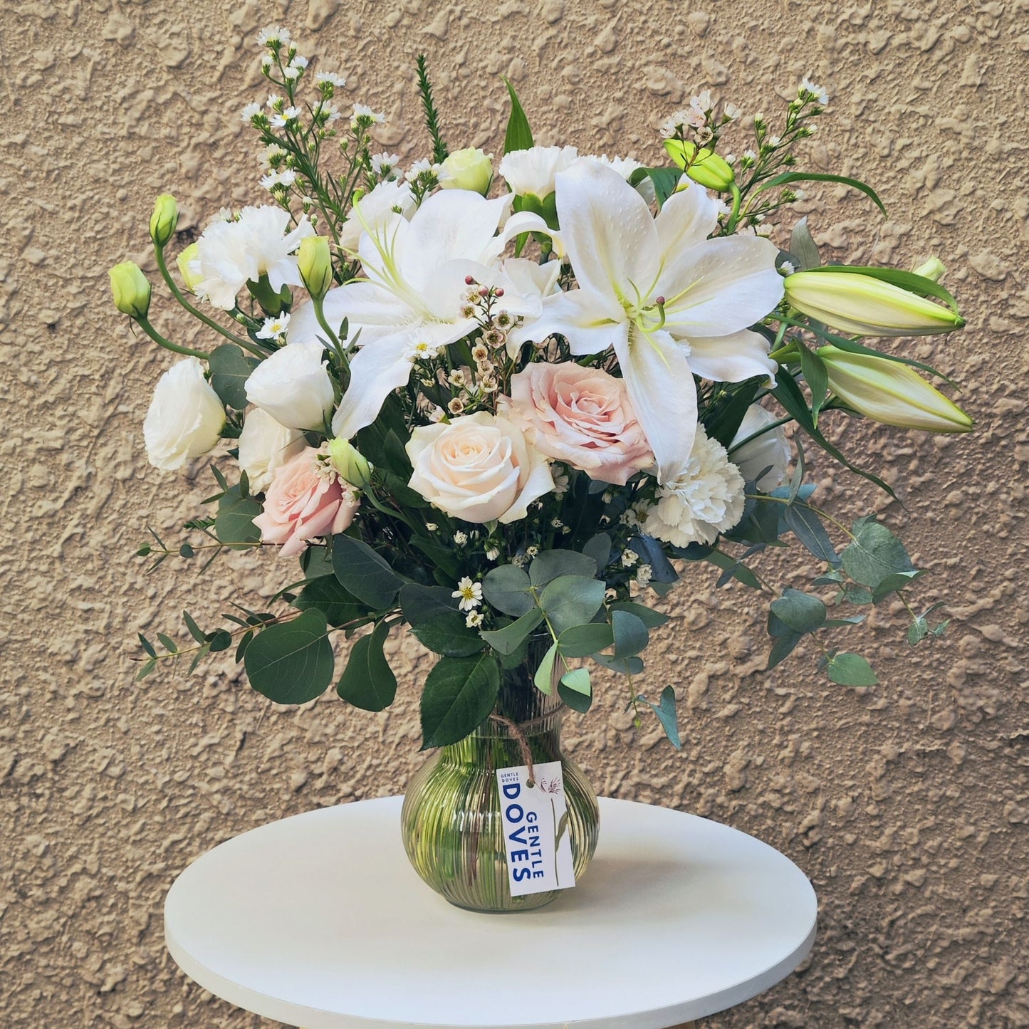 Assorted White Scented Flowers with Soft Color Flowers in Large Vase Arrangement