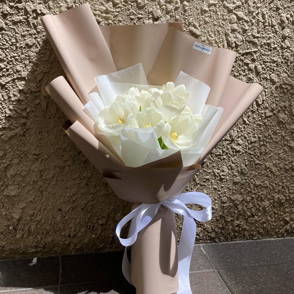 Ten Blooming White Tulips Boquet