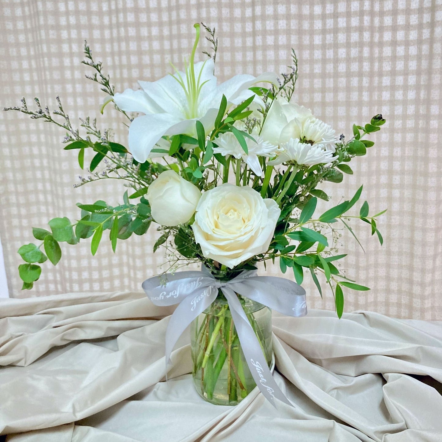 Scented White Flowers in Medium Vase Arrangement