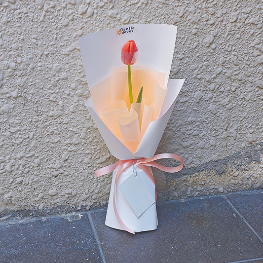Single Orange Tulip Minimal Bouquet