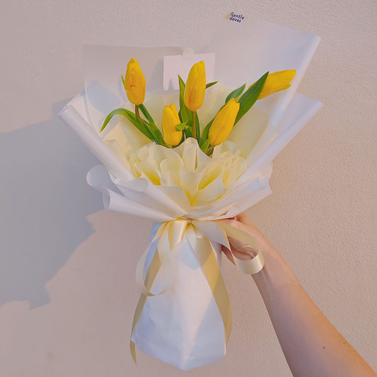 Five Yellow Tulips Bouquet