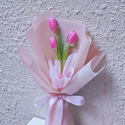 Pink Tulip in Soft Pink Paper Bouquet